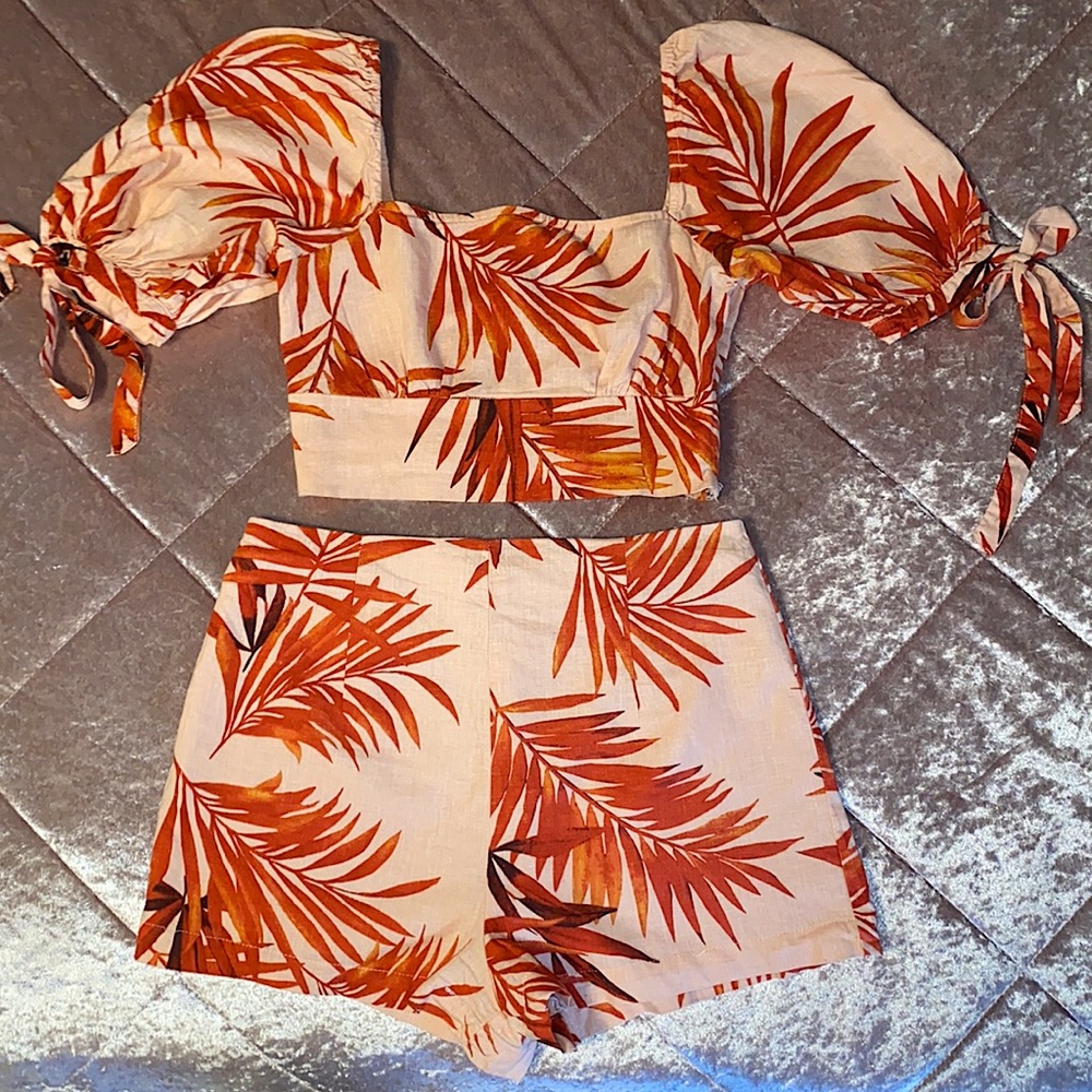 Forever 21 Tropical Two Piece Short Set